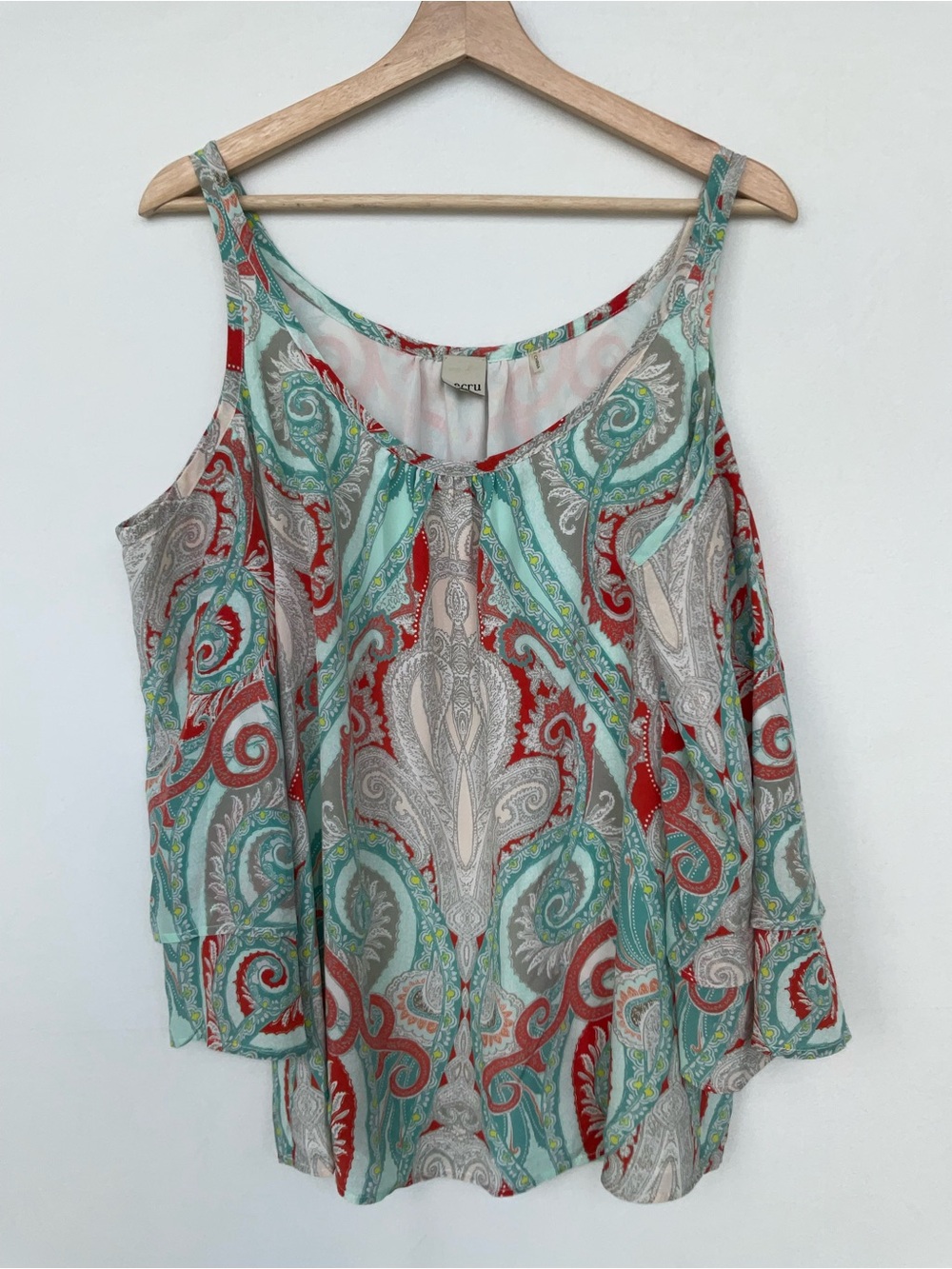 ecru Paisley Cold-Shoulder silk blend Blouse